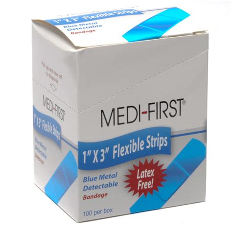 medique blue metal detectable woven bandages 1x3 100 box|Blue Bandages: Woven Adhesive Strip Bandages.